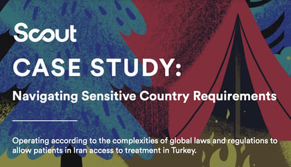 The Scout logo above the title of our case study: Navigating Sensitive Country Requirements.